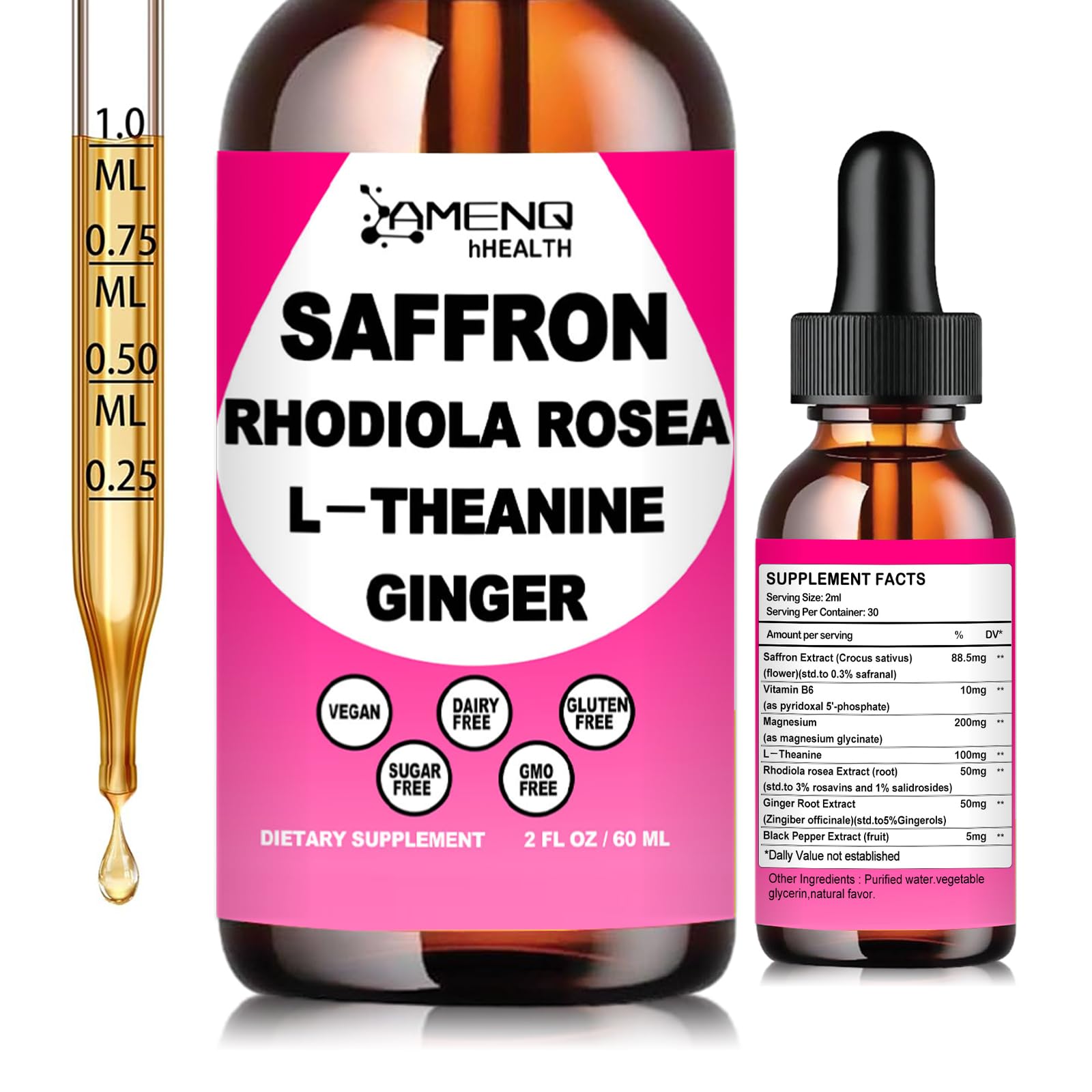 AMENQ hHEALTH High Potency Saffron Extract Liquid front view