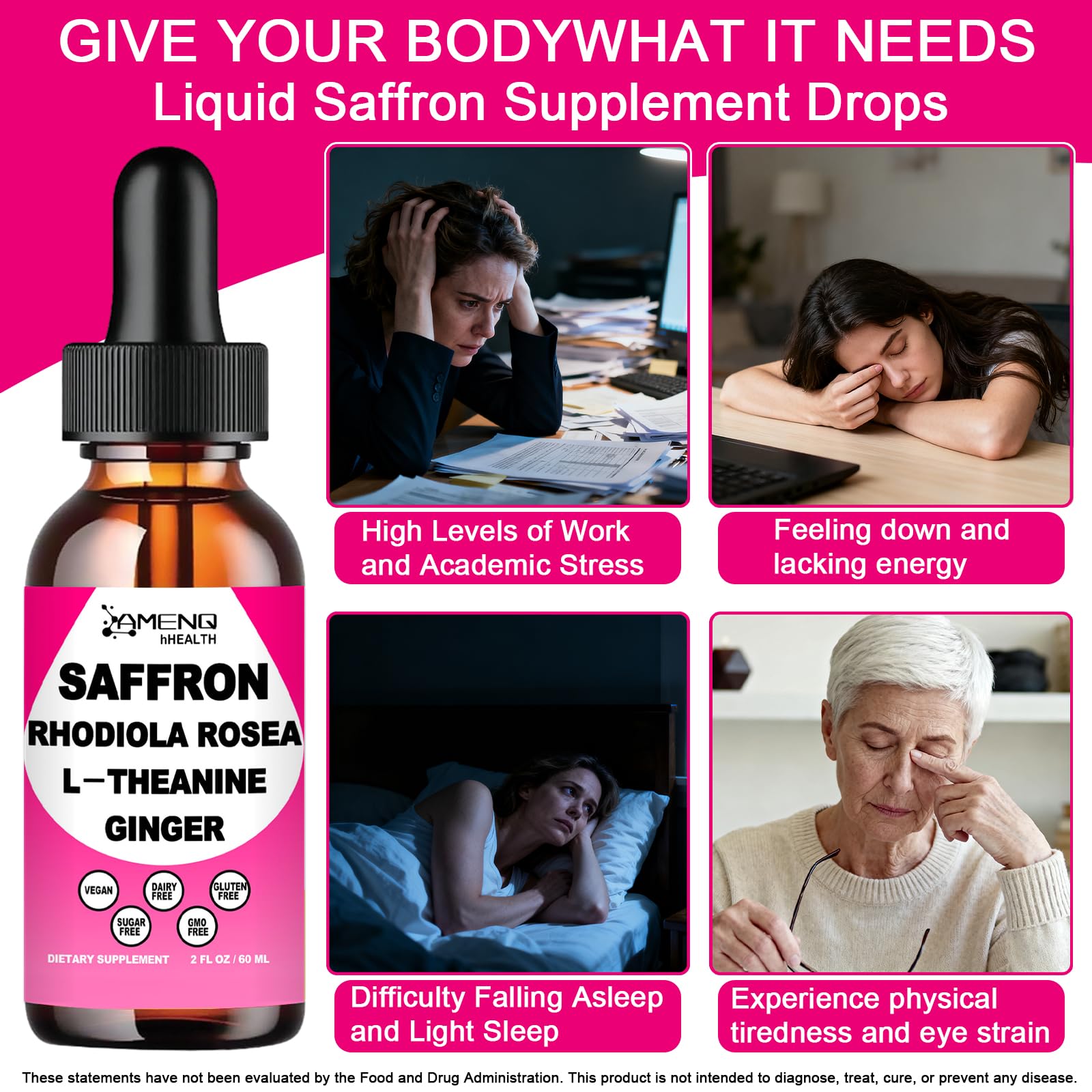 AMENQ hHEALTH High Potency Saffron Extract Liquid with dropper