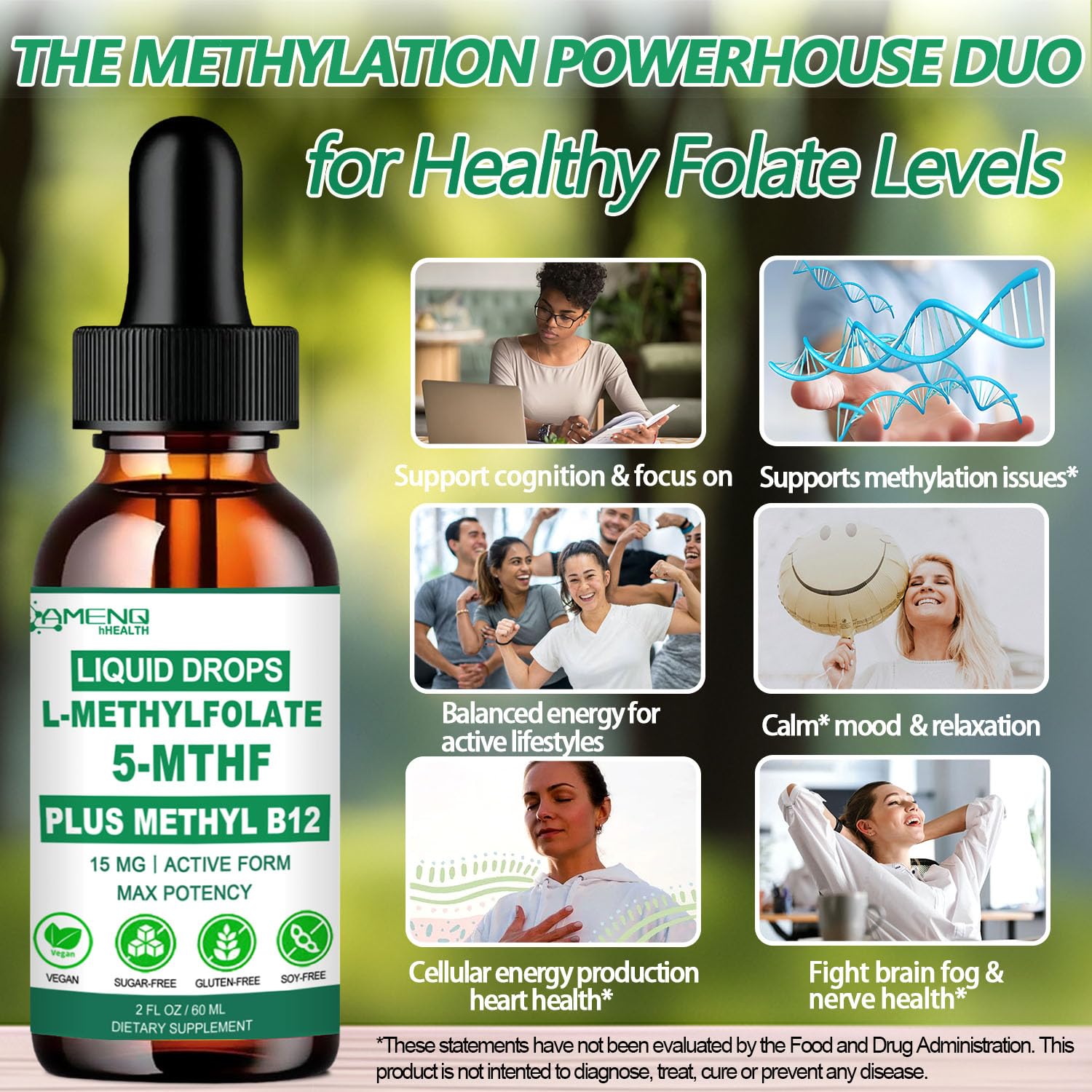 AMENQ hHEALTH L-Methylfolate 5-MTHF Plus Methyl B12 Drops 60ml nutritional information
