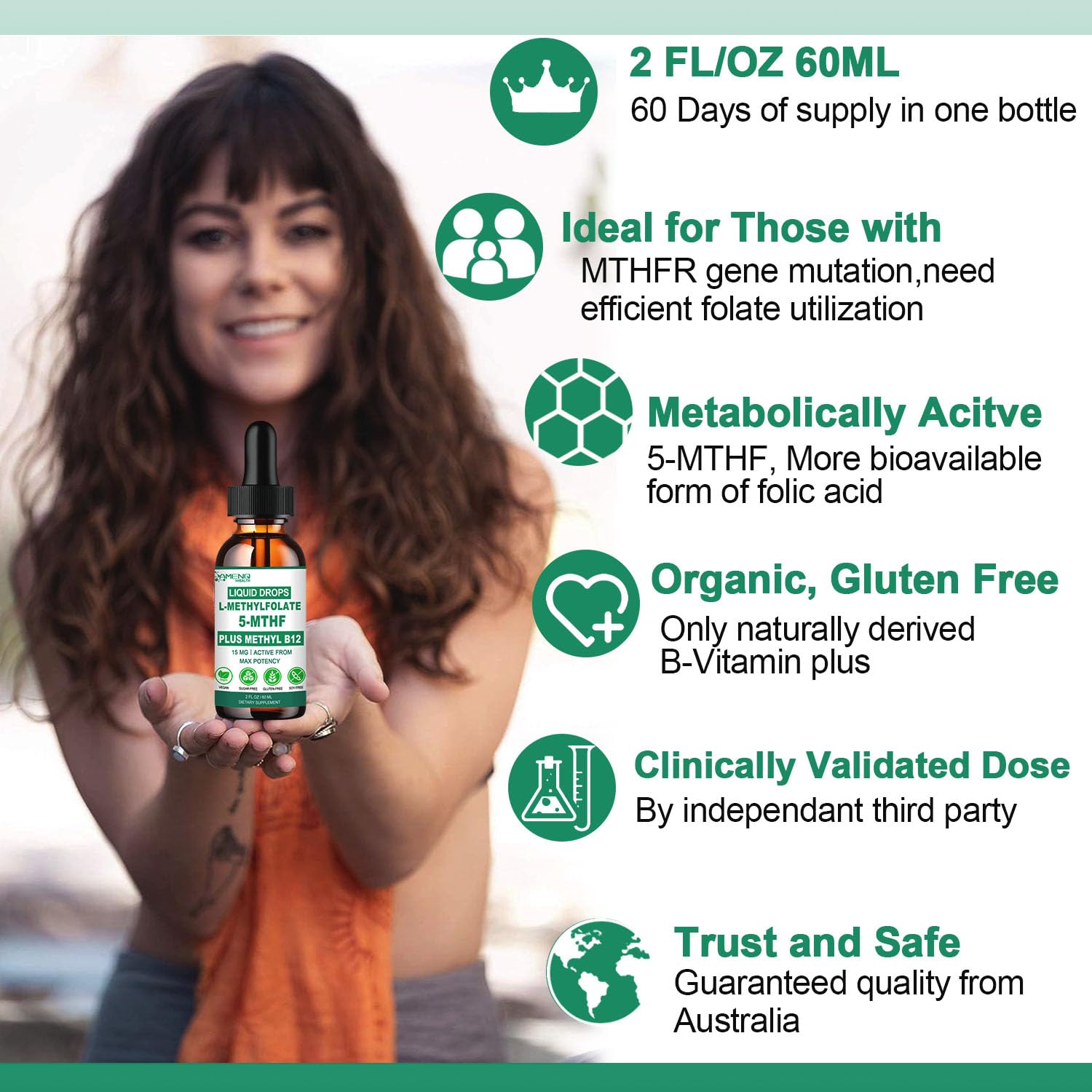 AMENQ hHEALTH L-Methylfolate 5-MTHF Plus Methyl B12 Drops 60ml serving size