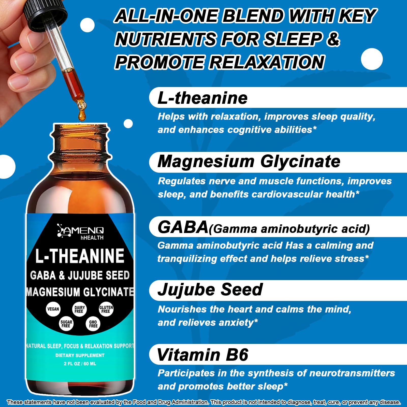 AMENQ hHEALTH L-Theanine Liquid Drops strawberry flavour