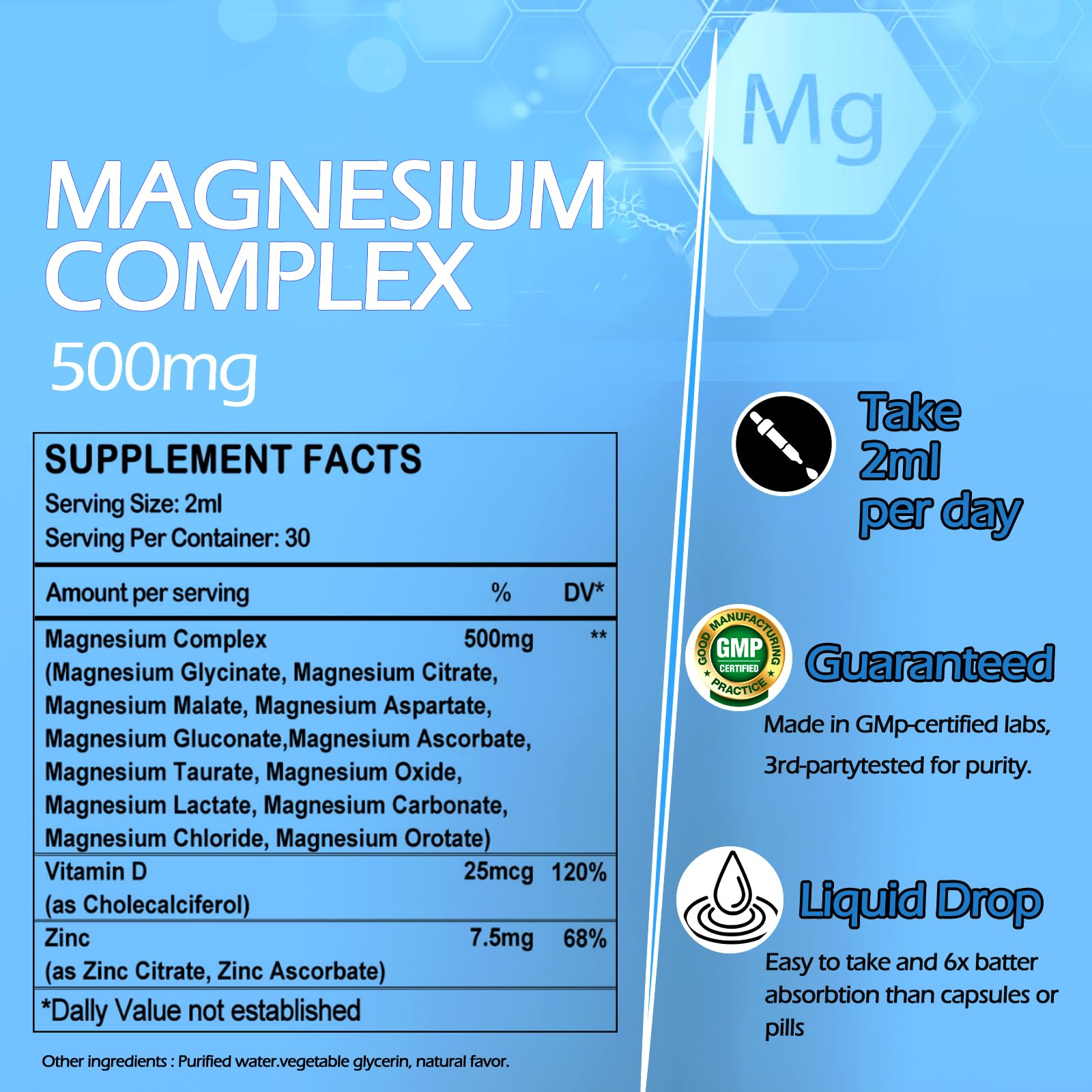 AMENQ hHEALTH Magnesium 12-in-1 Complex Liquid Drops in a glass
