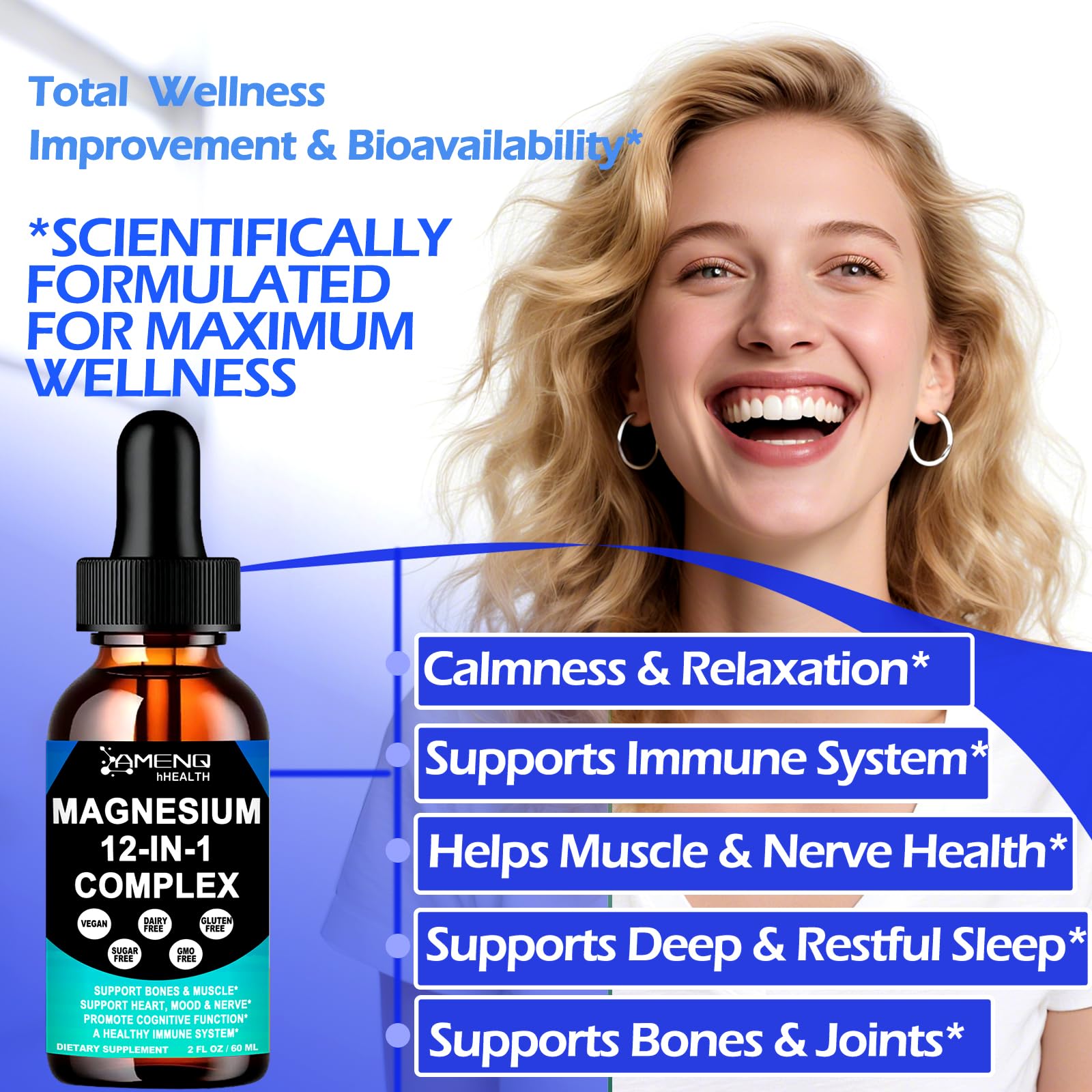 AMENQ hHEALTH Magnesium 12-in-1 Complex Liquid Drops ingredients list