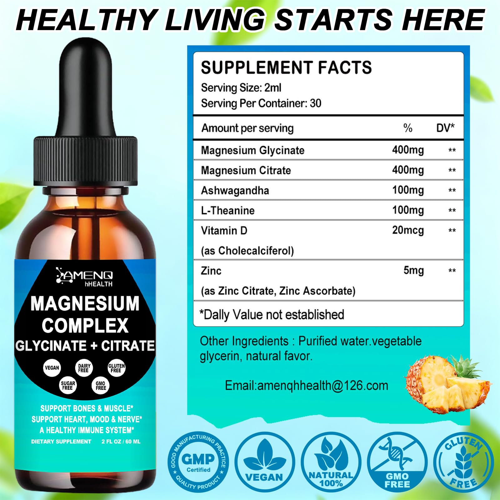 AMENQ hHEALTH Magnesium Complex Liquid Drops packaging