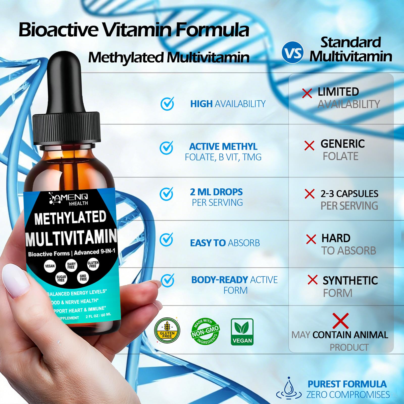 AMENQ hHEALTH Methylated Multivitamin Liquid Drops ingredients list