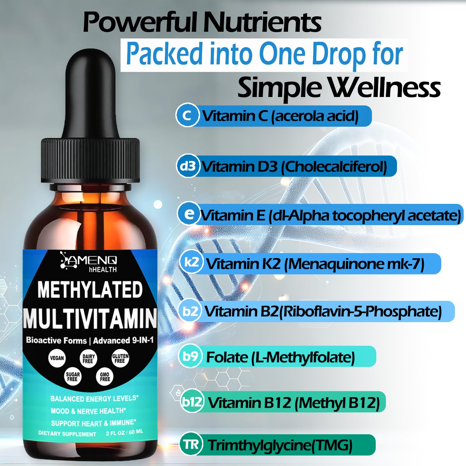 AMENQ hHEALTH Methylated Multivitamin Liquid Drops packaging