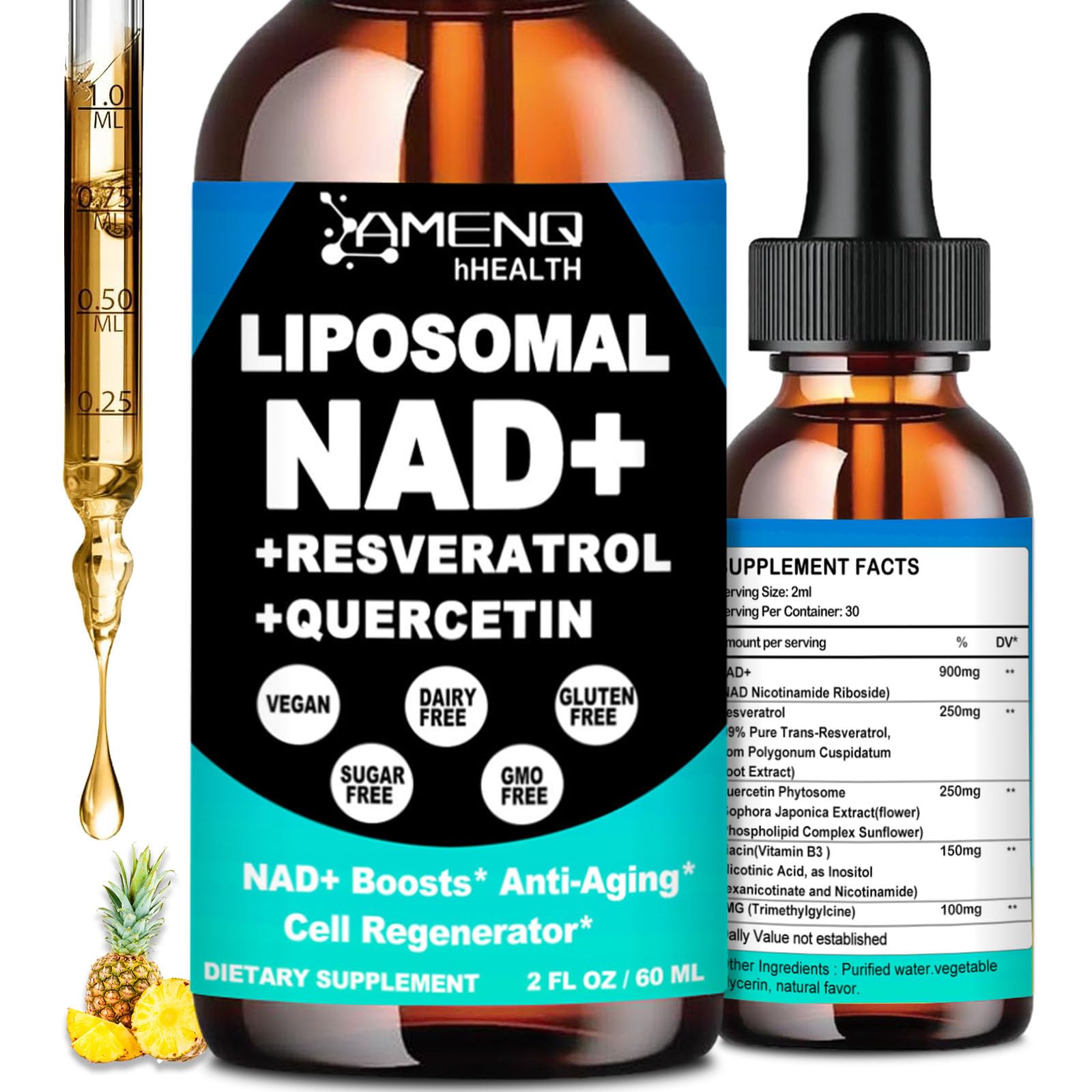 AMENQ hHEALTH NAD Plus Liquid Drops 900mg front view