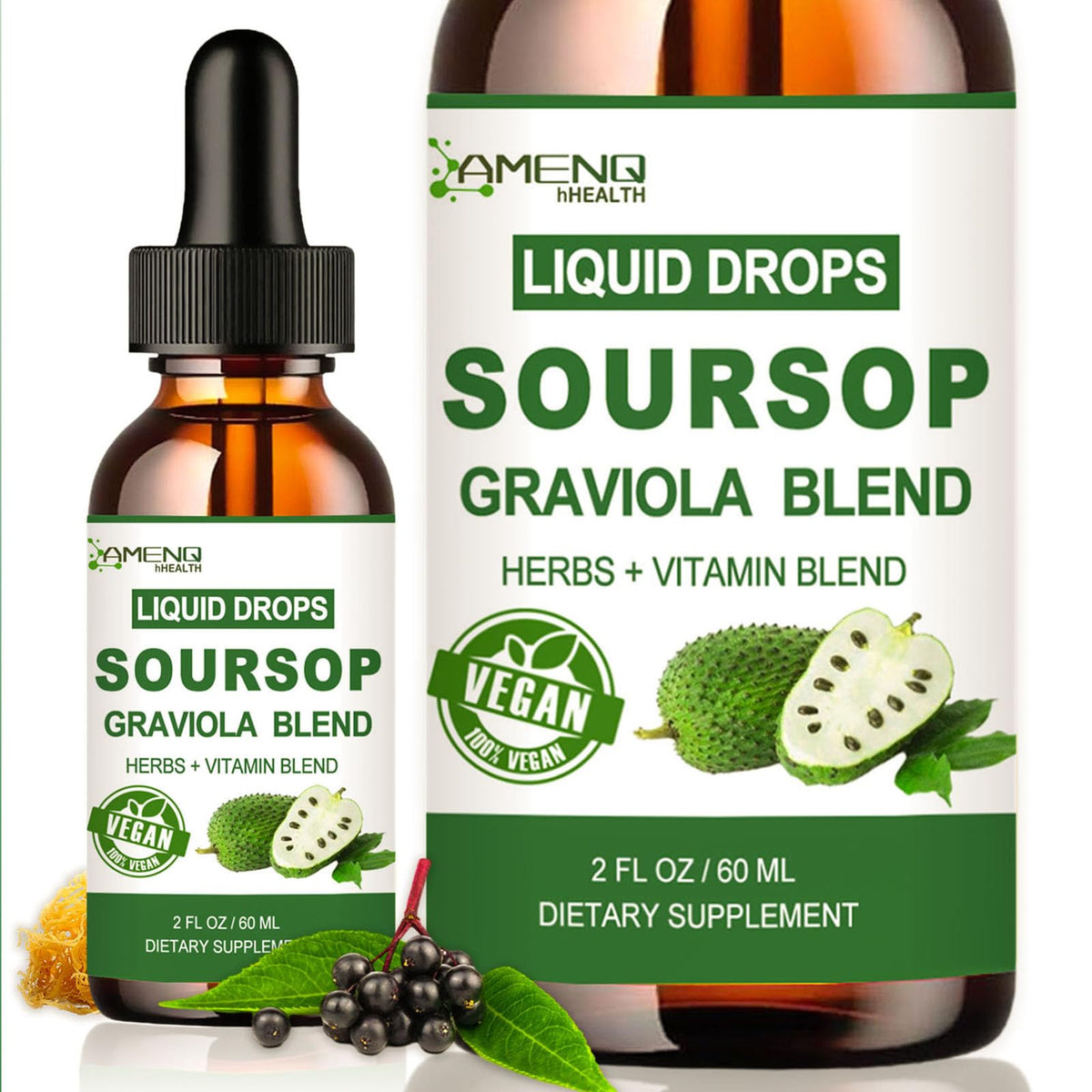 AMENQ hHEALTH Soursop Graviola Liquid Drops 2000mg front view