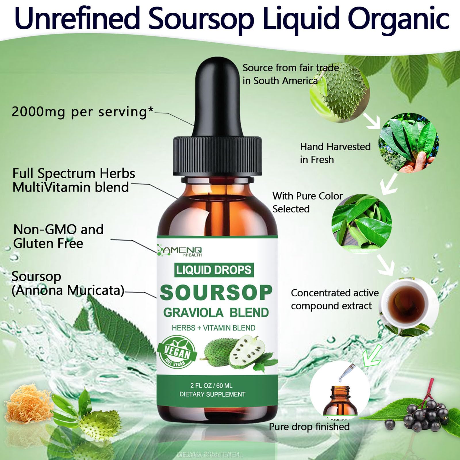 AMENQ hHEALTH Soursop Graviola Liquid Drops ingredients list