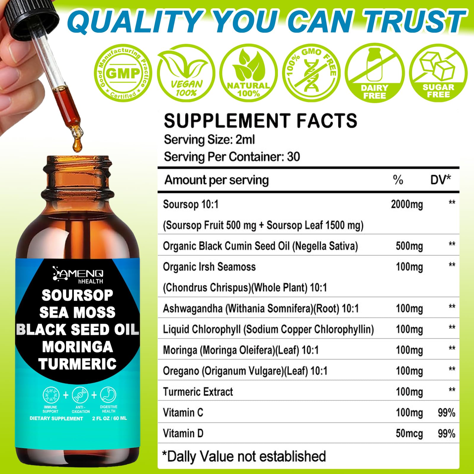 AMENQ hHEALTH Soursop Liquid Drops packaging back view