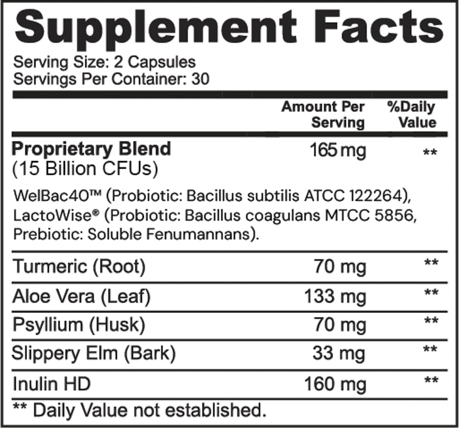 Ameo Life Probiotic Supplement with Turmeric and Aloe Vera ingredients list