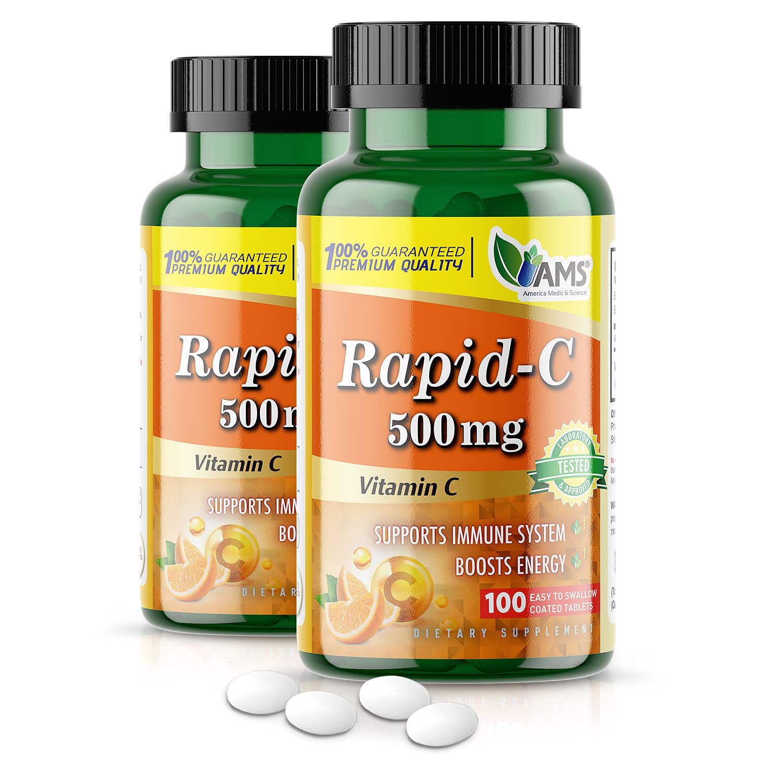 America Medic & Science Rapid-C Vitamin C 500mg supplement front view