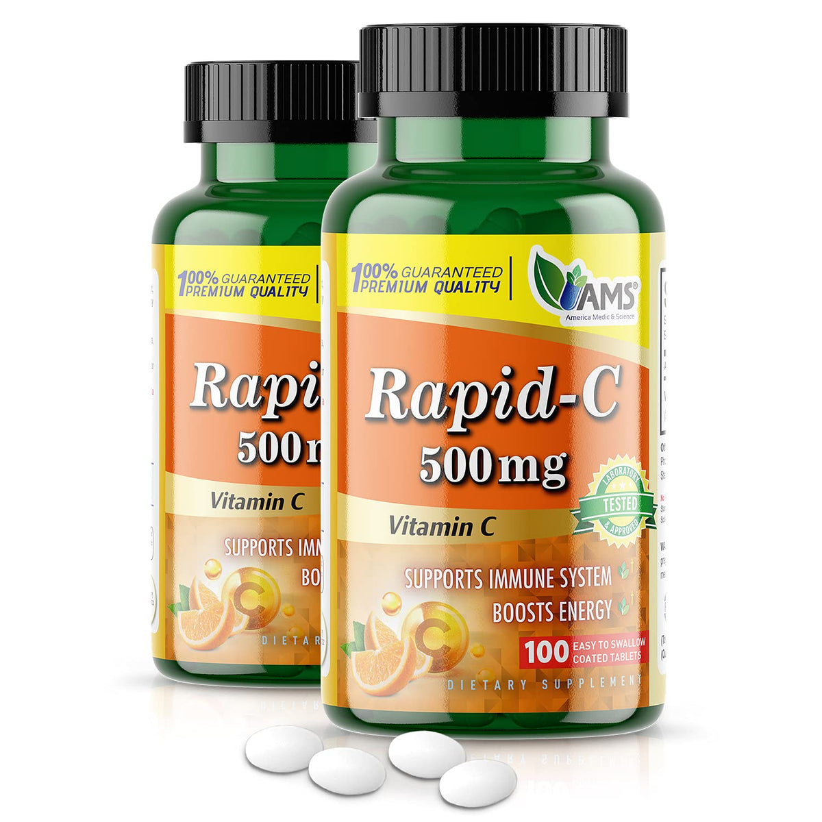 America Medic & Science Rapid-C Vitamin C 500mg supplement front view