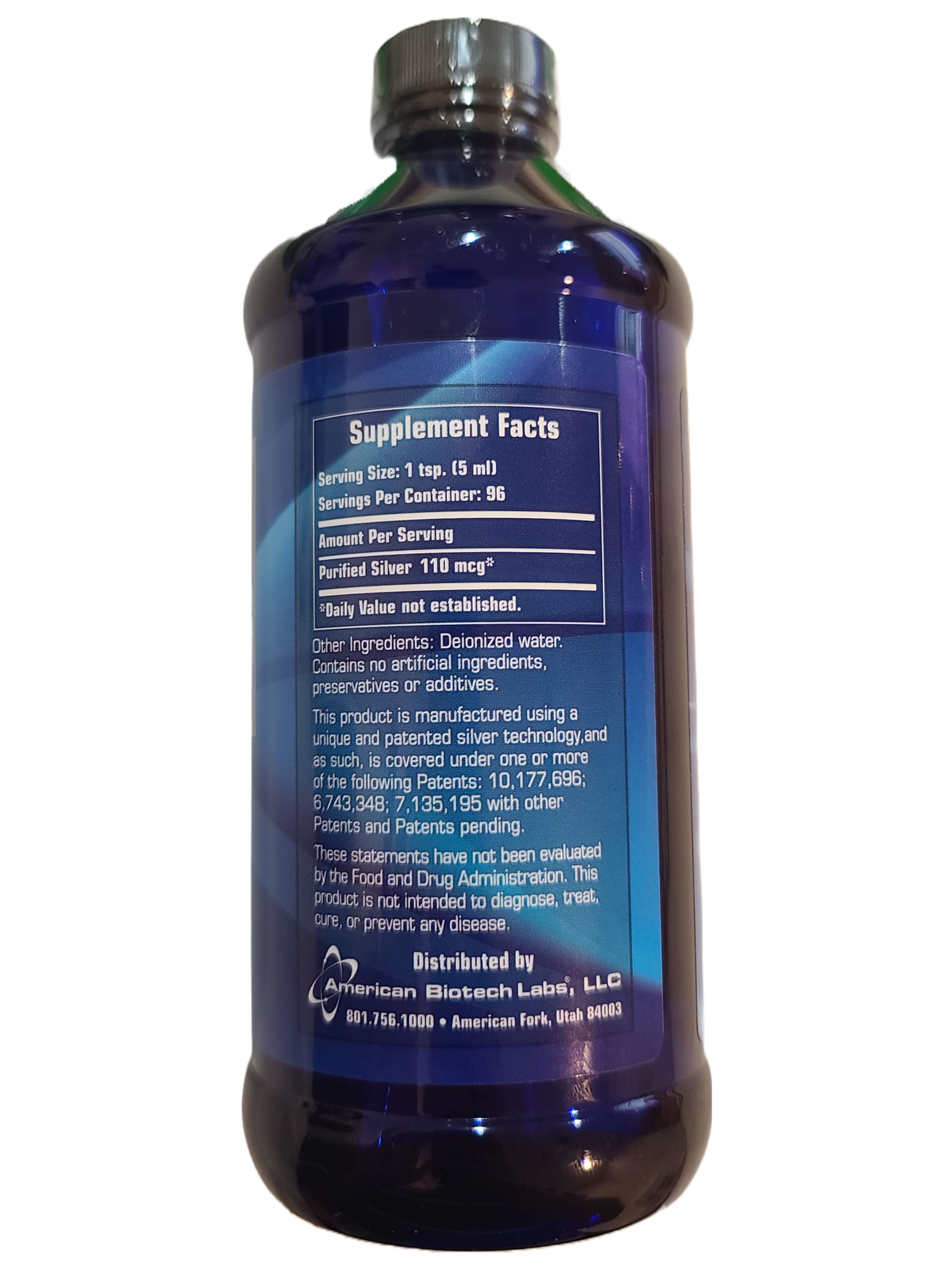 American Biotech Labs ASAP 22 Plus Silver Solution 16 Fl Oz back view