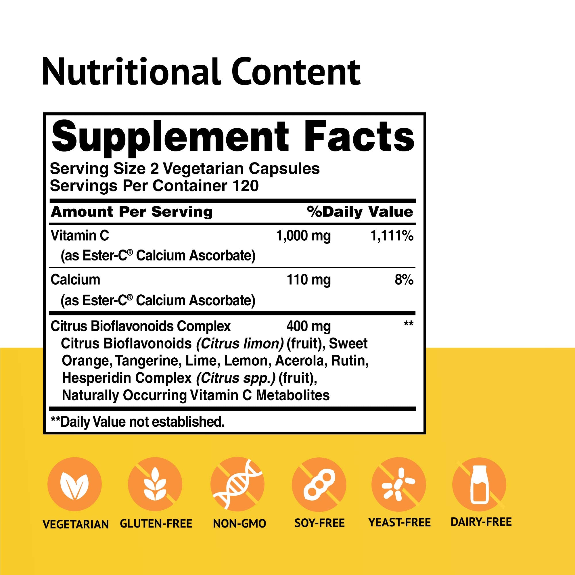American Health Ester-C Vegetarian Capsules side view