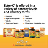 American Health Ester-C Vitamin C 1000 mg 180 tablets with a glass of water