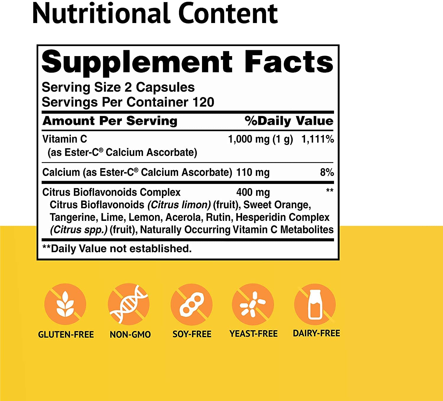 American Health Ester-C Vitamin C 500 mg capsules side view with label