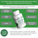American Nutriceuticals Serene Sleep Aid capsules on a table