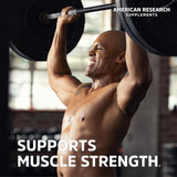 American Research Supplements Creatine Monohydrate capsules in hand