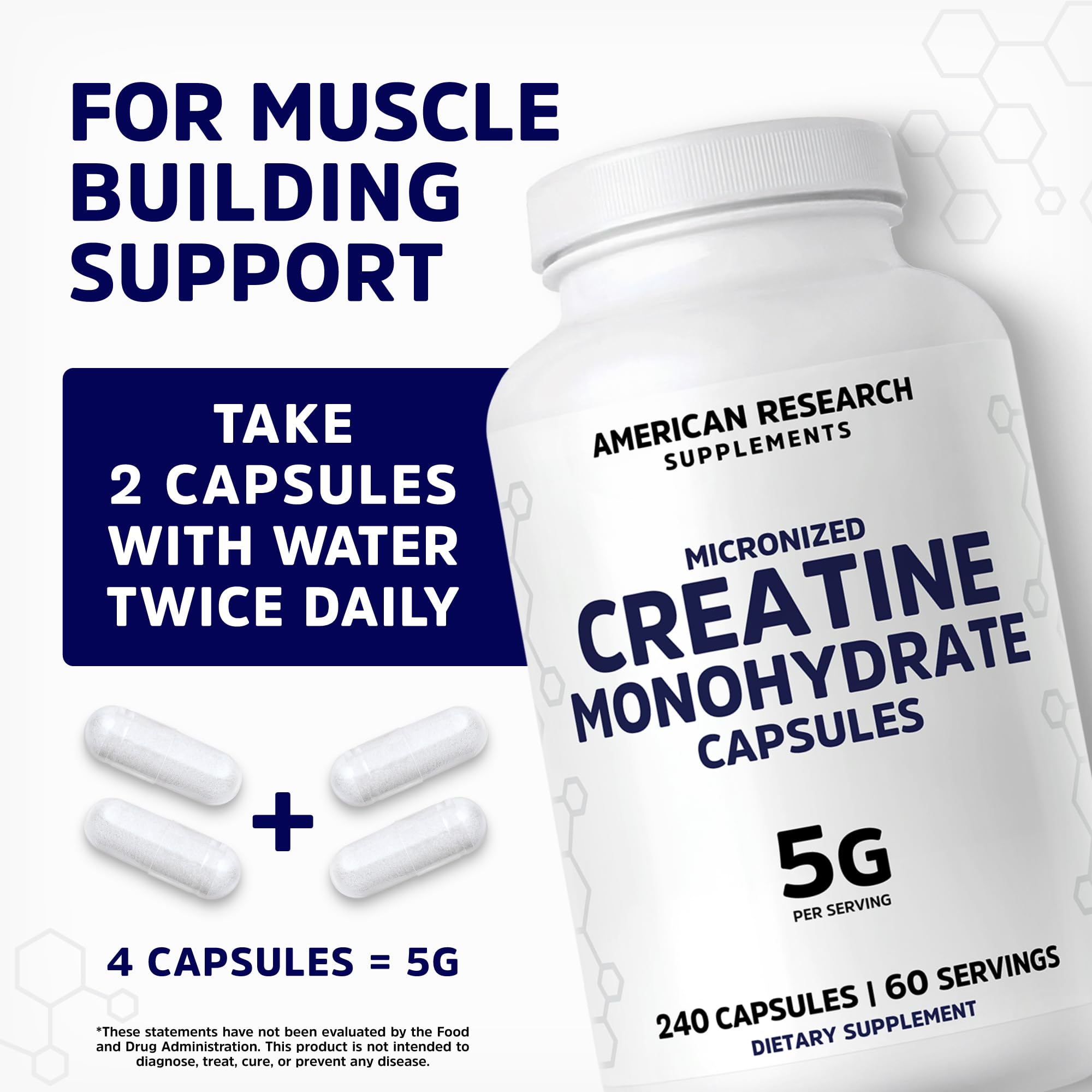 American Research Supplements Creatine Monohydrate serving size information