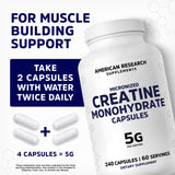 American Research Supplements Creatine Monohydrate serving size information