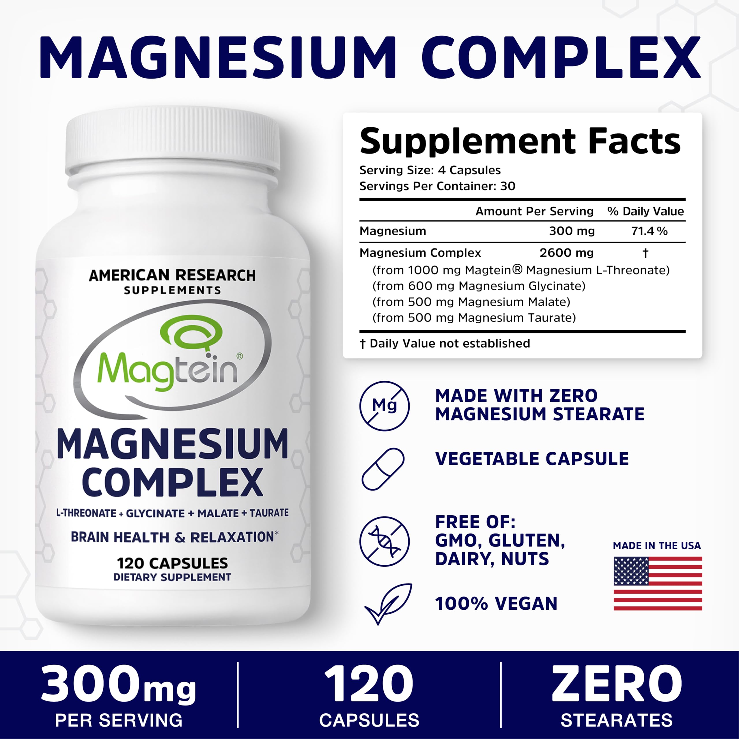 American Research Supplements Magnesium Complex capsules close-up