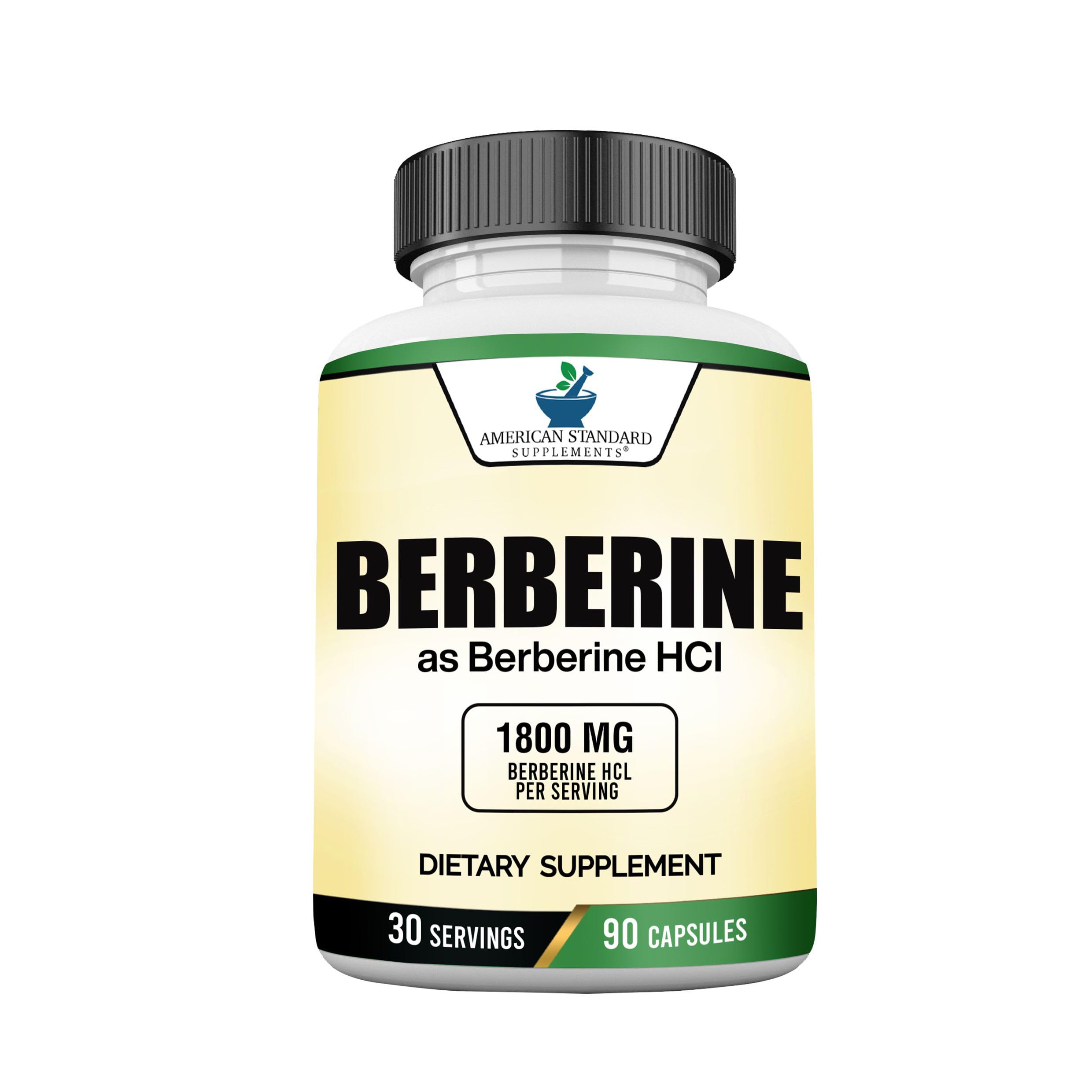 American Standard Supplements Berberine HCL 1800mg 90 vegetable capsules front view