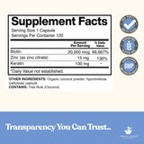 American Standard Supplements Biotin 20,000 mcg bottle side view
