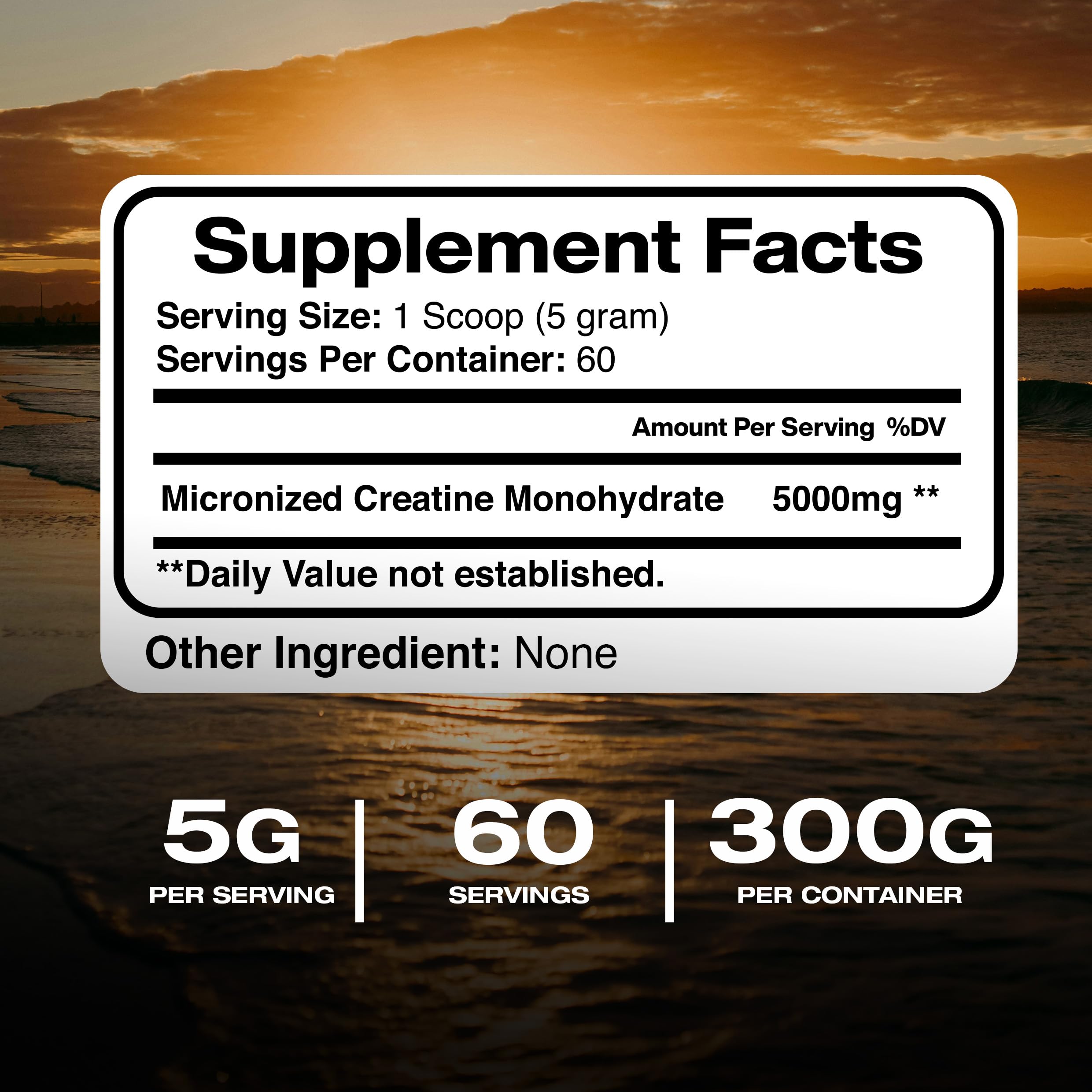American Standard Supplements Creatine Monohydrate 300g Powder side view