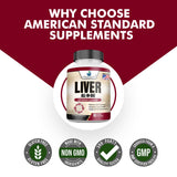 American Standard Supplements Liver All In One packaging with nutrition facts