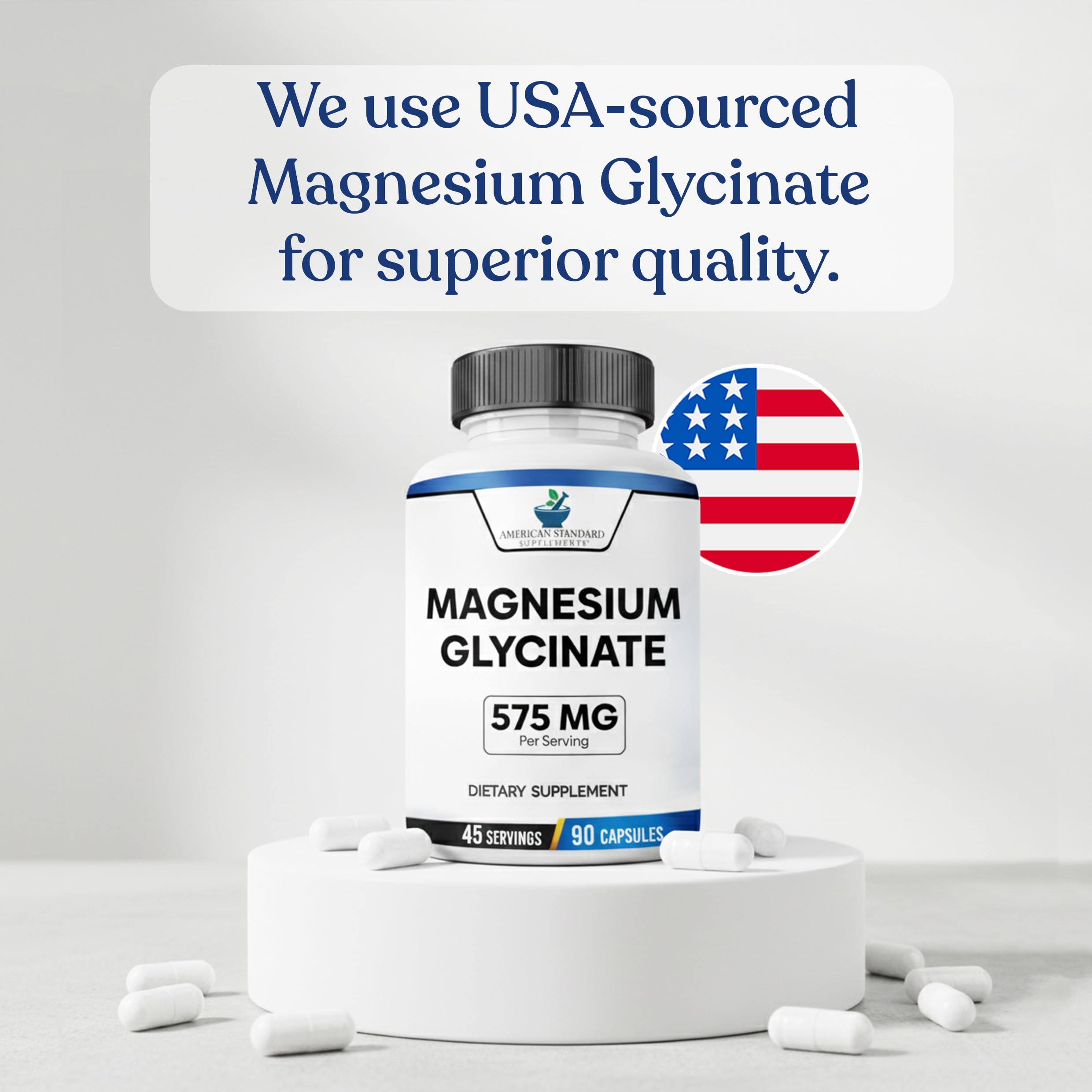 American Standard Supplements Magnesium Glycinate 100g back view