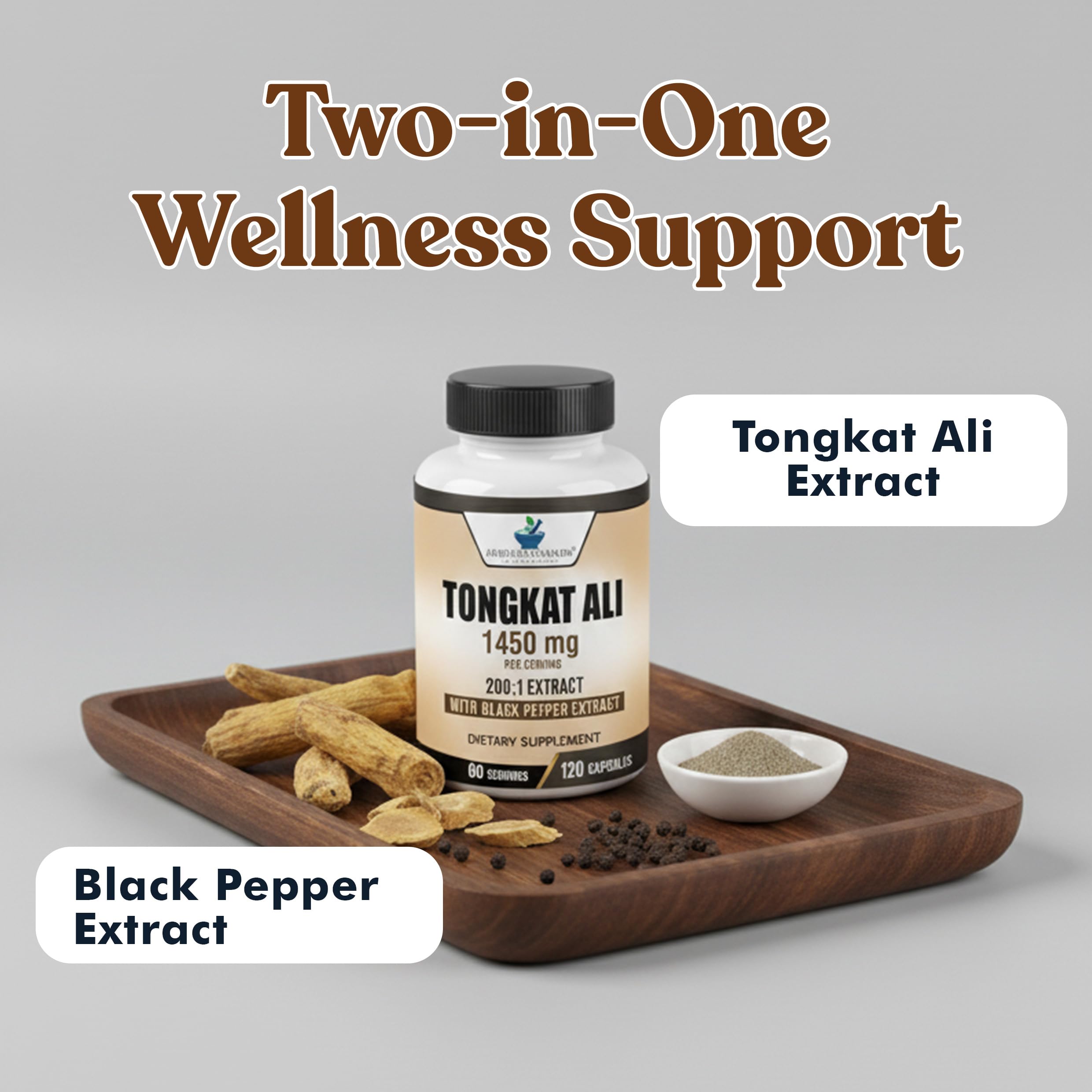 American Standard Supplements Tongkat Ali 200:1 Extract capsules with dosage information