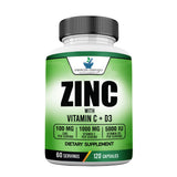 American Standard Supplements Zinc 100mg Vitamin C 1000mg Vitamin D3 5000 IU front view