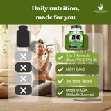 American Standard Supplements Zinc 100mg Vitamin C 1000mg Vitamin D3 5000 IU bottle with measuring spoon