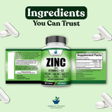American Standard Supplements Zinc 100mg Vitamin C 1000mg Vitamin D3 5000 IU capsules in a hand