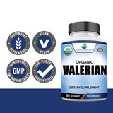 American Standard Valerian Capsules on a wooden table