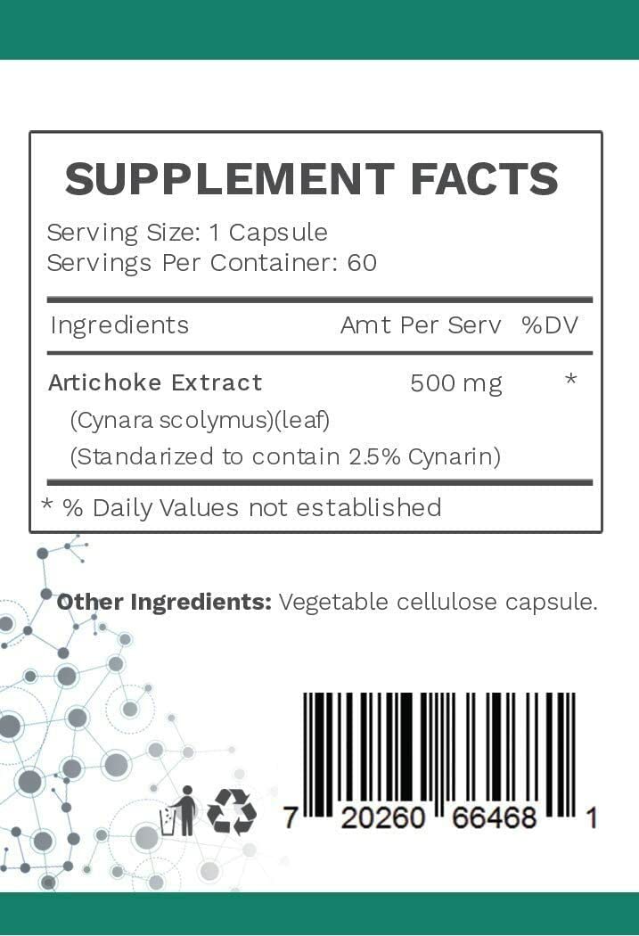 AMG Naturals Artichoke Leaf Extract 20:1 Capsules bottle with label