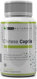 AMG Naturals Chinese Coptis Goldthread 550mg supplement capsules on a wooden surface