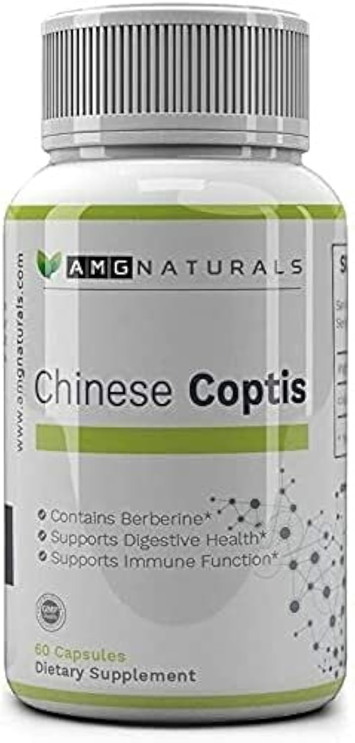 AMG Naturals Chinese Coptis Goldthread 550mg supplement front view