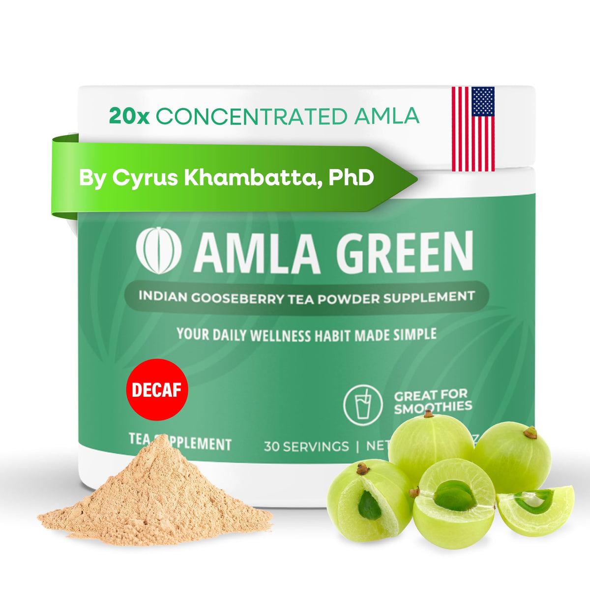 Amla Green 20X Concentrated Amla Supplement 30g front view
