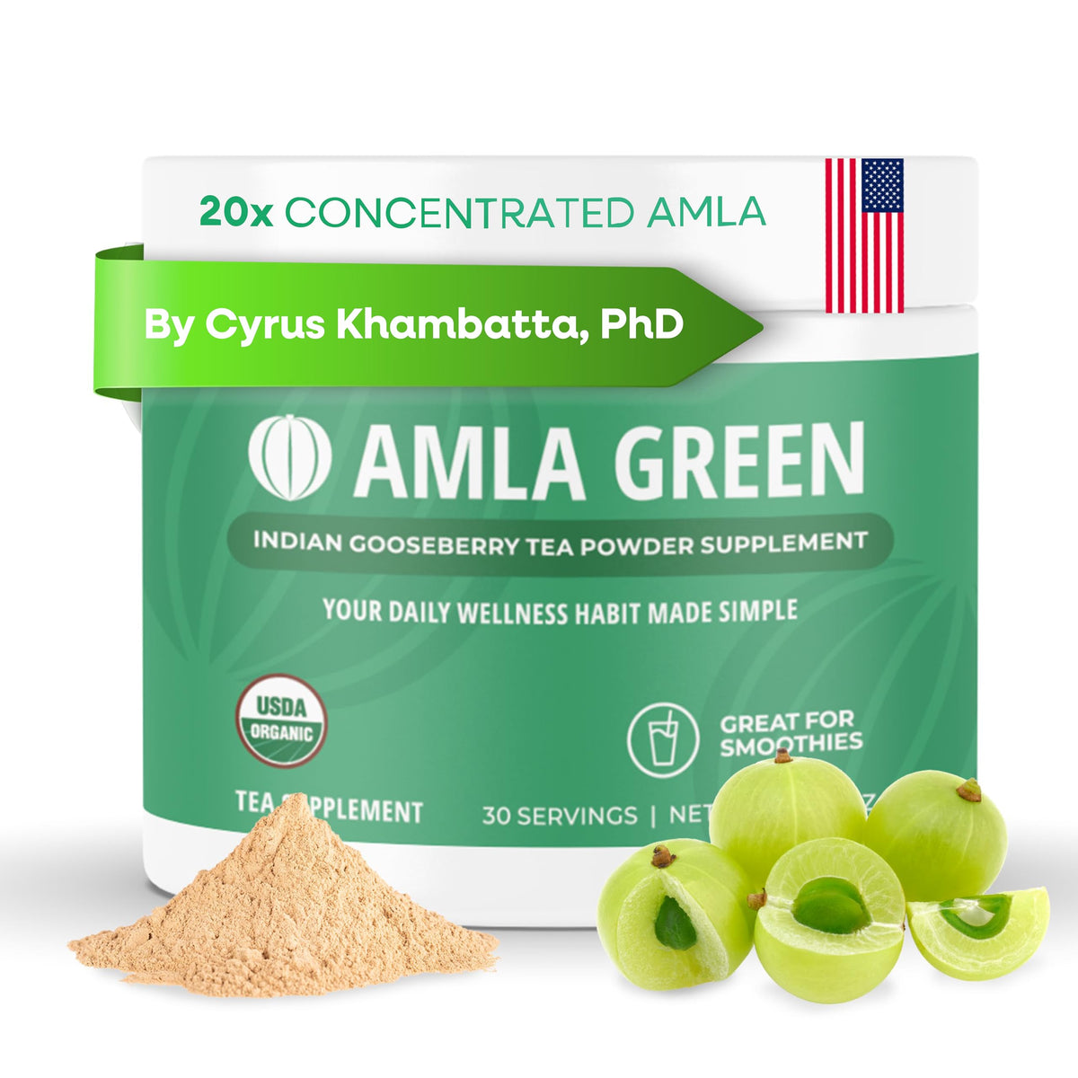Amla Green 20X concentrated amla supplement front view