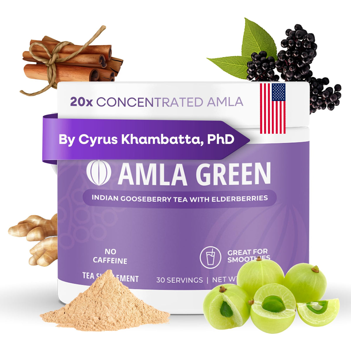 Amla Green Amla Powder Supplement front view packaging