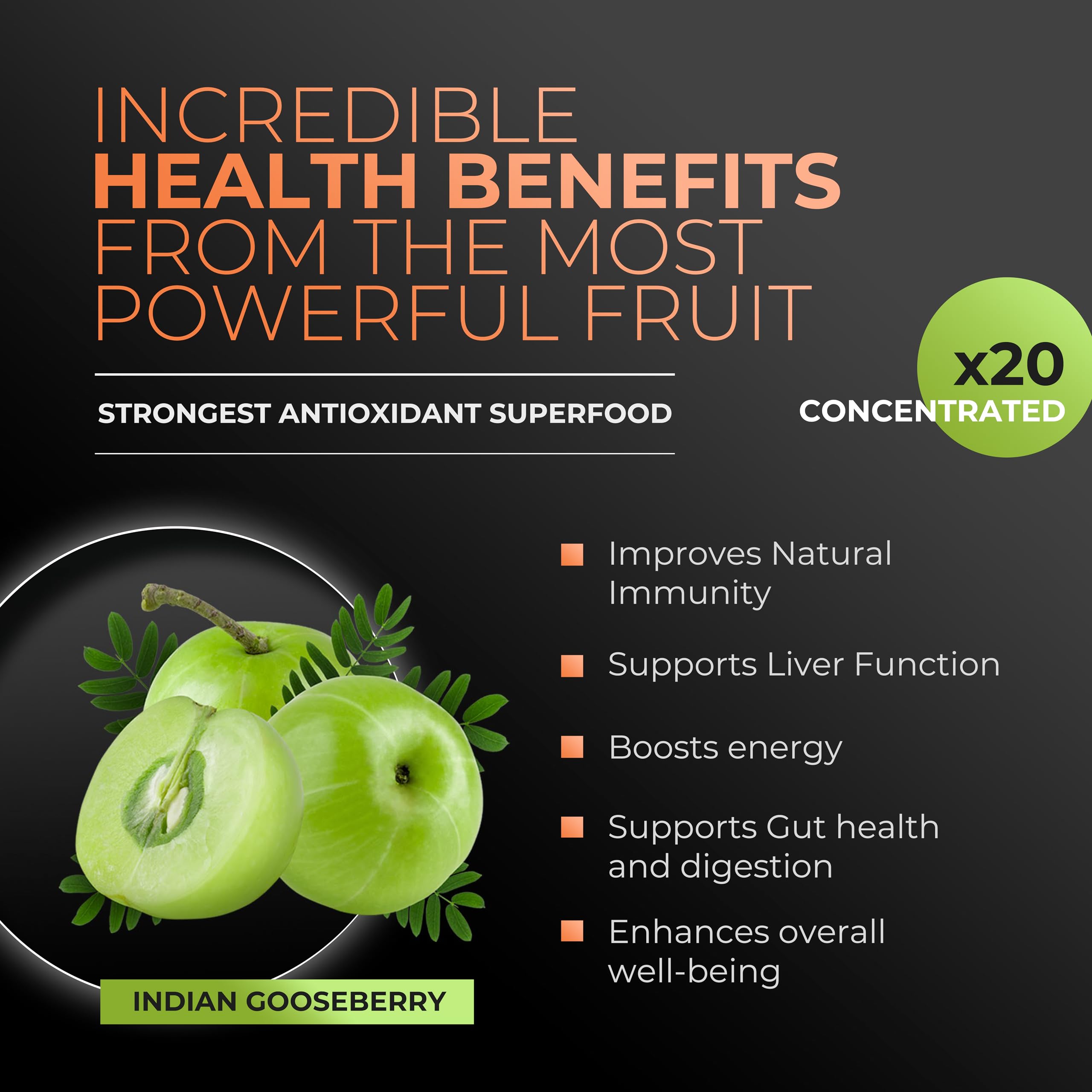 Amla Green Amla Supplement 20X Concentrate 82g scoop
