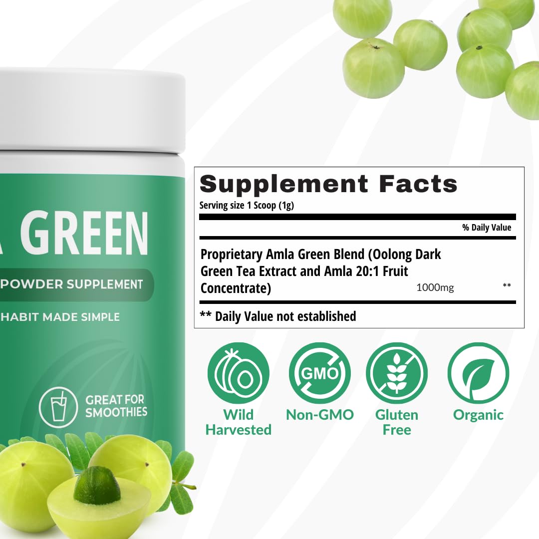 Amla Green packaging side view with nutritional information