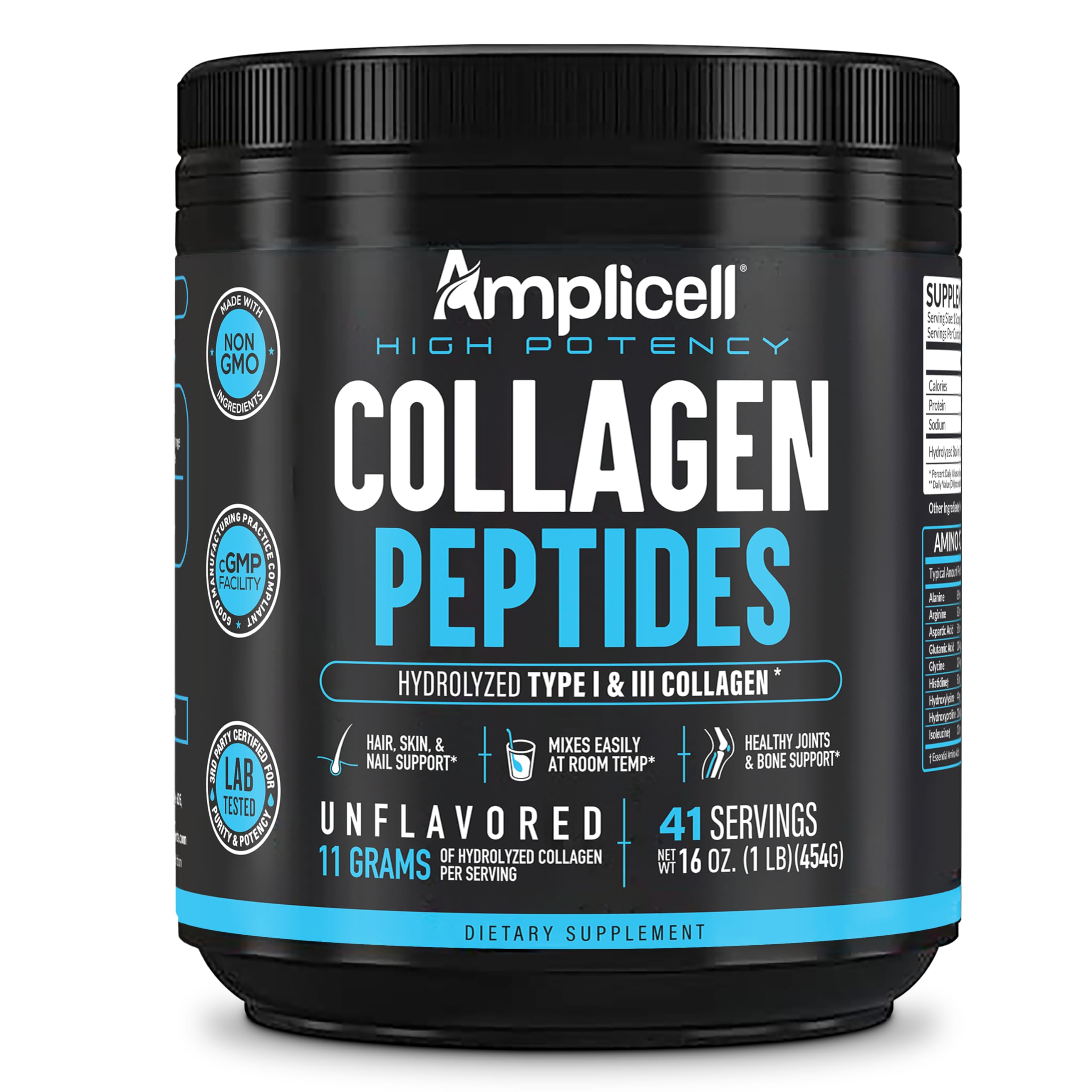 Amplicell Collagen Powder on a kitchen counter