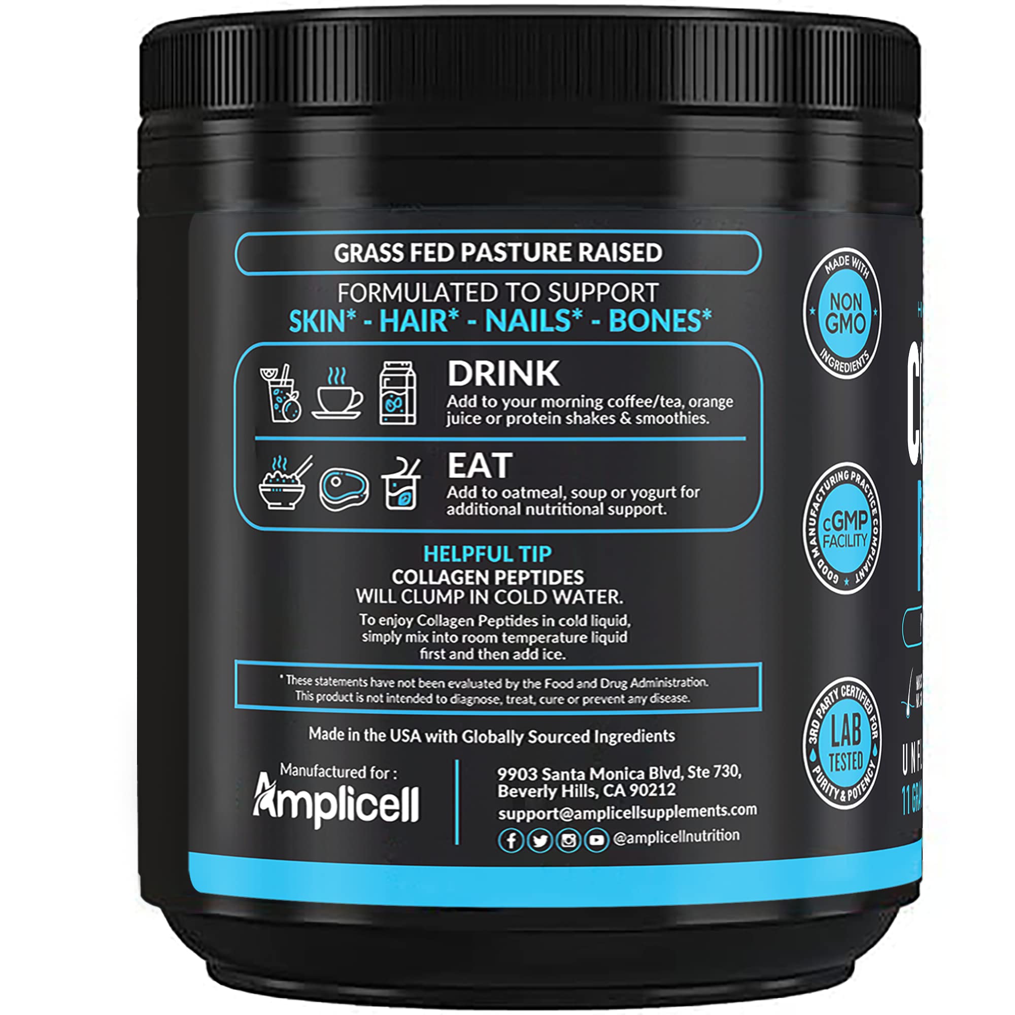 Amplicell Collagen Powder with baking ingredients