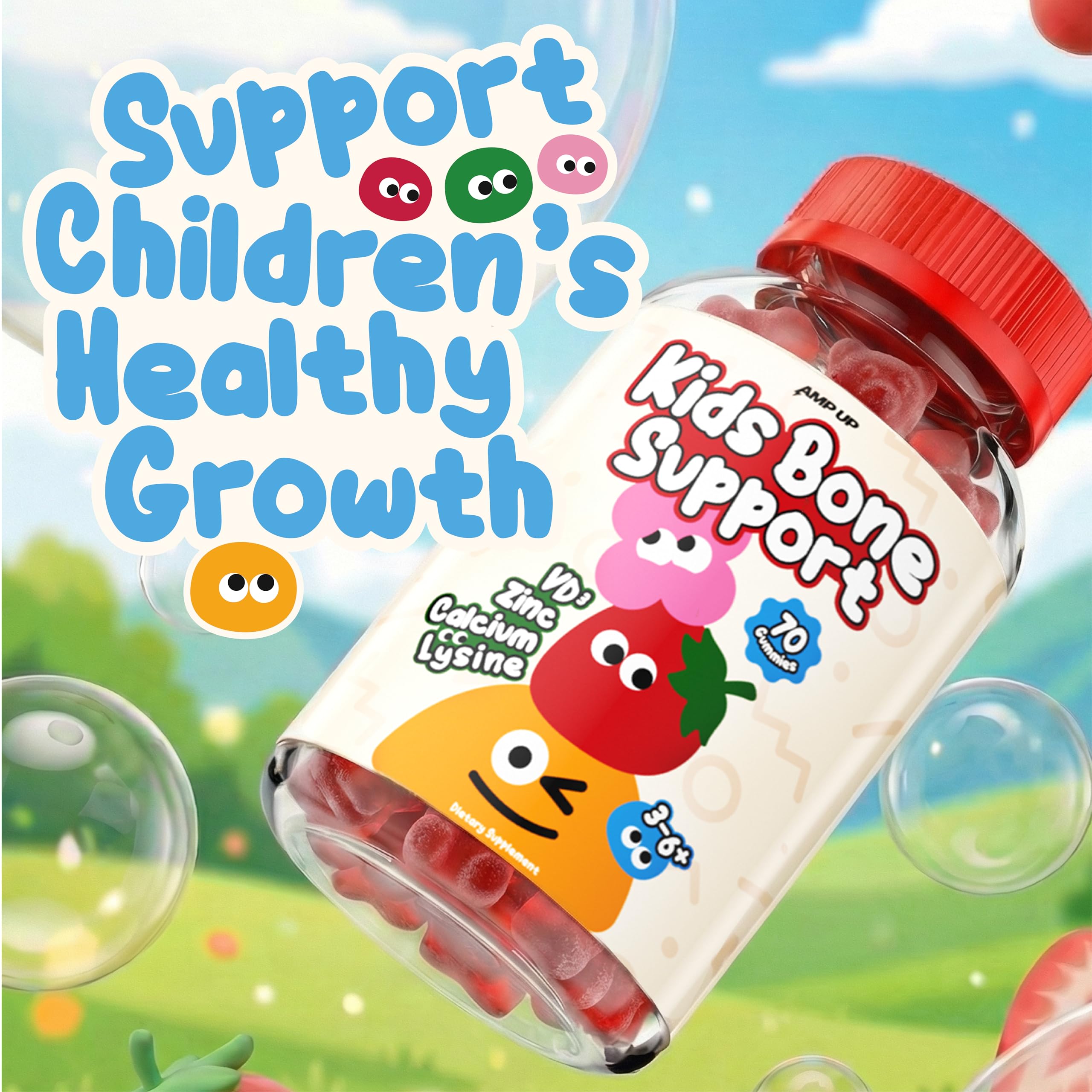 AmpUp Calcium Gummies with nutrition facts on packaging