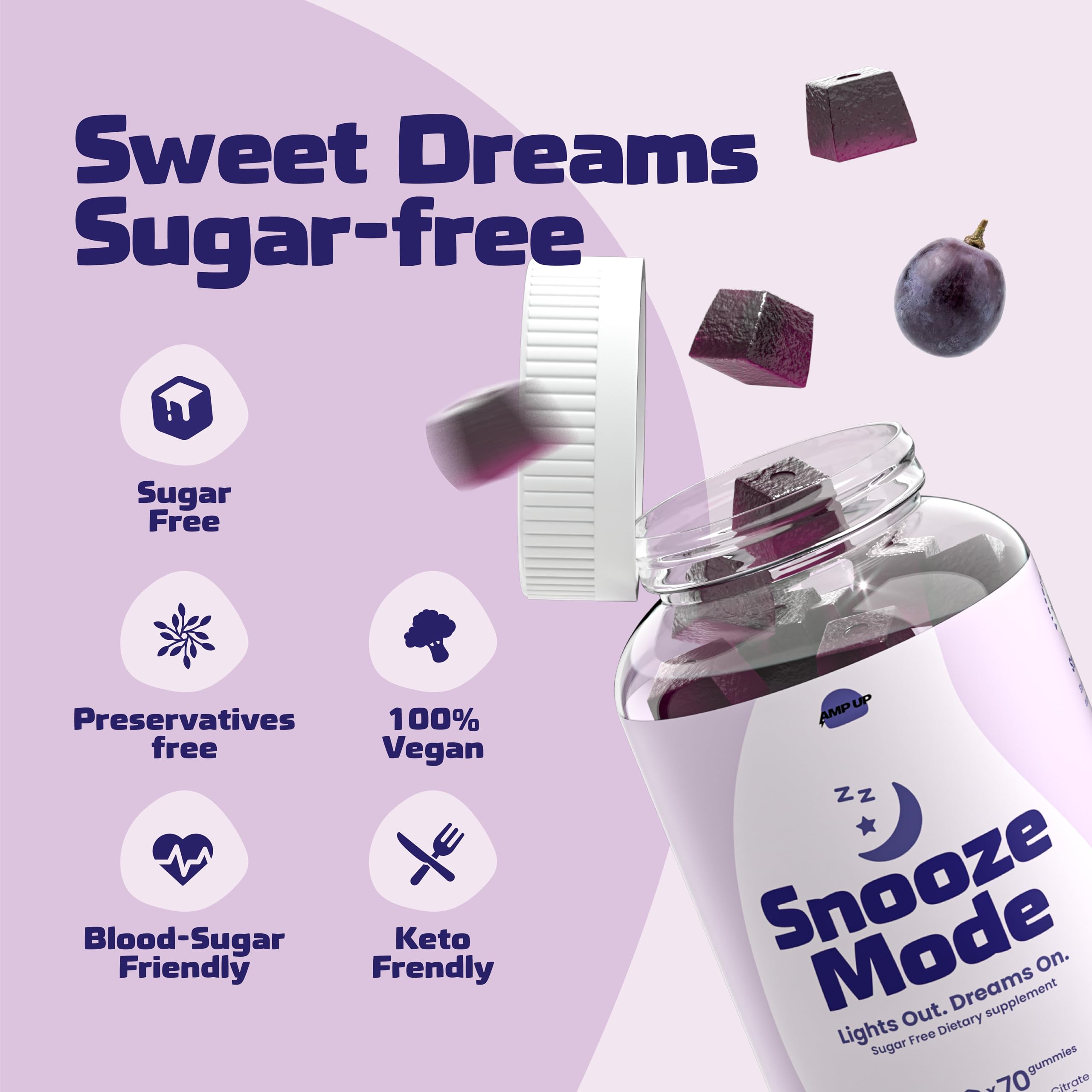 AmpUp Sleep Gummies 5mg Melatonin side view packaging