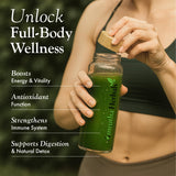 Amrutha Herbals Organic Spirulina + Moringa Powder mixed in a smoothie