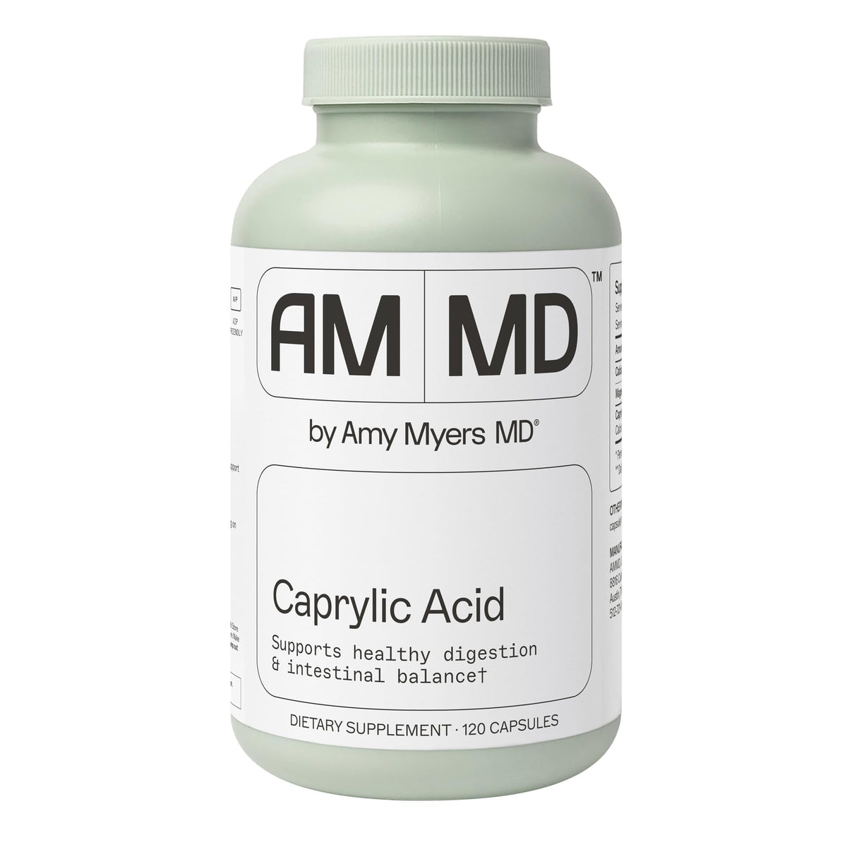 Amy Myers MD Caprylic Acid Capsules front view with packaging